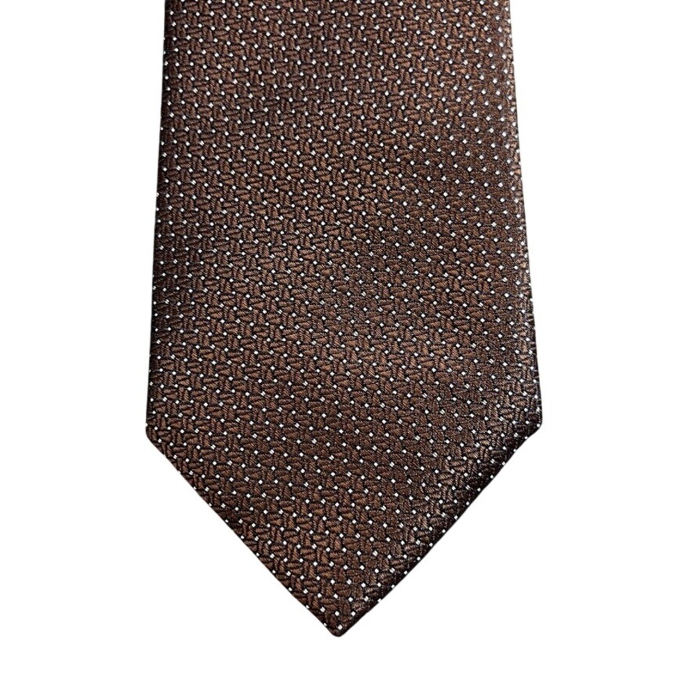 Nick Graham Mens Brown Micro Dot Pattern Handmade Necktie 59x3